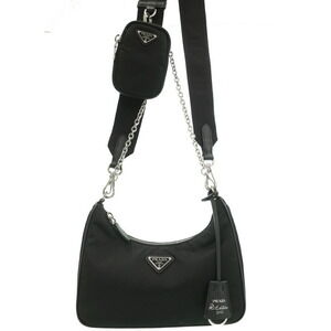 Prada ReEdition 2005 Saffiano Leather Chain Shoulder Bag Black